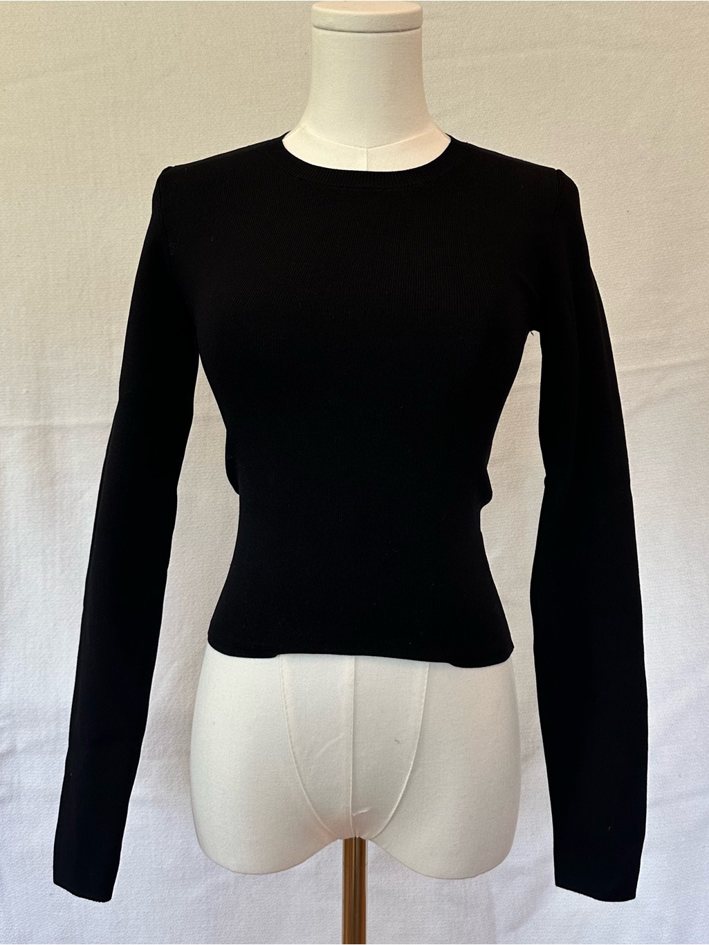 Nwot Aritzia Babaton Black Ribbed Long-Sleeve Knit Top Xs